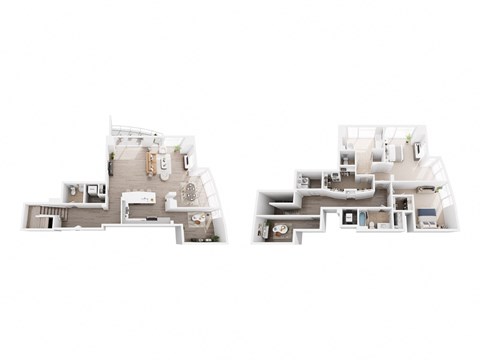 A floor plan of a two-story house with a living room, kitchen, and bedrooms.